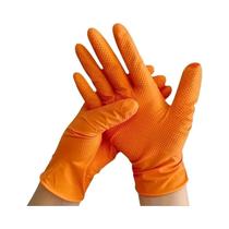 Luvas Descartáveis De Nitrilo Laranja Reforçadas 8mil Com Textura Diamantada Para Segurança De Luvas Descartáveis De Nitrilo Laranja Reforçadas 8mil Com Textura Diamantada Para Segurança De