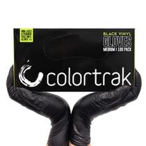 Luvas descartáveis de vinil preto Colortrak, sem látex, 200 unidades Luvas descartáveis de vinil preto Colortrak, sem látex, 200 unidades