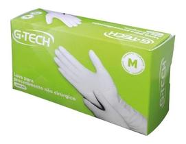 Luvas Descartáveis G-tech Para Procedimento Não Cirúrgico Cor Branco Tamanho M 100un