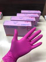 Luvas Descartáveis Glomed Nitrílica S/pó C/100und - Preta/Azul/Rosa