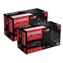 Luvas descartáveis GLOVEWORKS HD Black Nitrile Large 6 Mil Luvas descartáveis GLOVEWORKS HD Black Nitrile Large 6 Mil