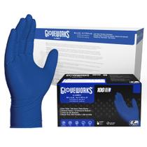 Luvas descartáveis GLOVEWORKS HD Royal Blue Nitrile Medium Luvas descartáveis GLOVEWORKS HD Royal Blue Nitrile Medium