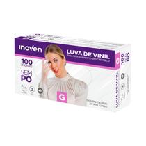 Luvas descartáveis Procedimento Vinil sem pó c/ Anvisa Inoven - 100 unidades Limpeza Gastronomia Alimentos estética