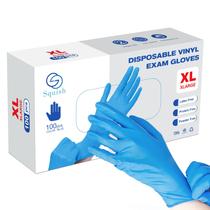 Luvas descartáveis Squish Blue Vinyl Synmax, pacote de 4 ml com 100