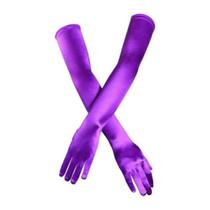 Luvas DreamHigh Satin Finger de 21 cm de comprimento para mulheres - violeta Luvas DreamHigh Satin Finger de 21 cm de comprimento para mulheres - violeta