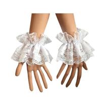 Luvas Elegantes De Renda Preta Com Babados Florais Para Mulheres E Meninas, Punhos Elásticos, Luvas Elegantes De Renda Preta Com Babados Florais Para Mulheres E Meninas, Punhos Elásticos,