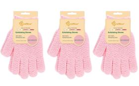 Luvas esfoliantes Evridwear, 3 pares de nylon rosa moderado Luvas esfoliantes Evridwear, 3 pares de nylon rosa moderado