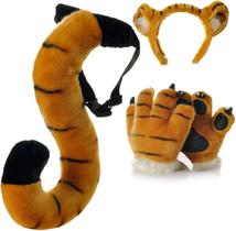 Luvas falsas de pata de tigre e dinossauro, traje de cabeça Luvas falsas de pata de tigre e dinossauro, traje de cabeça