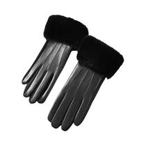 Luvas Femininas De Couro Para Inverno Com Tela Sensível Ao Toque, Impermeáveis, Punhos De Pele