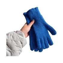 Luvas Femininas De Inverno Com Tela Sensível Ao Toque, Dedos Completos, Quentes, Tricotadas,
