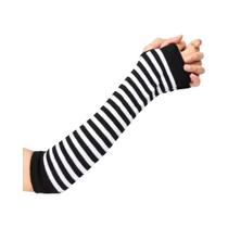 Luvas Femininas De Inverno Em Algodão Tricotado Sem Dedos, Manga Longa Listrada Para Aquecimento Dos Luvas Femininas De Inverno Em Algodão Tricotado Sem Dedos, Manga Longa Listrada Para Aquecimento Dos