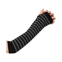 Luvas Femininas De Inverno Em Algodão Tricotado Sem Dedos, Manga Longa Listrada Para Aquecimento Dos Luvas Femininas De Inverno Em Algodão Tricotado Sem Dedos, Manga Longa Listrada Para Aquecimento Dos