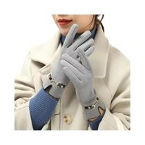 Luvas Femininas De Inverno Em Veludo Com Tela Sensível Ao Toque, Quentes, Com Adorno De Corrente