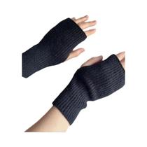 Luvas Femininas De Inverno Macias E Quentes De Lã Tricotada Sólida Com Meio Dedo