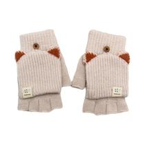 Luvas Femininas De Inverno Quentes Com Orelhas De Gato Conversíveis Sem Dedos Ajuste Elástico