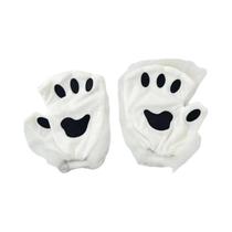 Luvas Femininas De Inverno Quentes De Pelo Sintético Sem Dedos Com Pata De Lobo E Garra De Gato,
