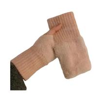Luvas Femininas De Inverno Quentes E Macias De Pelúcia Sem Dedos, Luxuosas E Modernas, De Cor Luvas Femininas De Inverno Quentes E Macias De Pelúcia Sem Dedos, Luxuosas E Modernas, De Cor