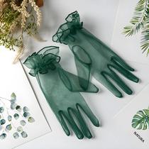 Luvas Femininas De Renda Com Dedos Completos Em Tule, Curtas, Elásticas, Estilo Folha De Lótus, 1 Luvas Femininas De Renda Com Dedos Completos Em Tule, Curtas, Elásticas, Estilo Folha De Lótus, 1