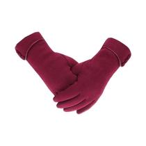 Luvas Femininas De Tela De Toque Forradas De Lã Térmica Quente Dedo Cheio De Algodão Outono Inverno