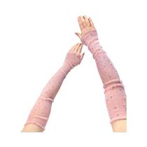 Luvas Femininas De Verão Em Tela Com Lantejoulas De Diamante, Sem Dedos, Respiráveis, Com Proteção