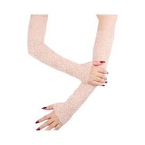 Luvas Femininas Longas Sem Dedos De Seda Gelada Com Renda Elástica Para Verão, Proteção Solar E Luvas Femininas Longas Sem Dedos De Seda Gelada Com Renda Elástica Para Verão, Proteção Solar E