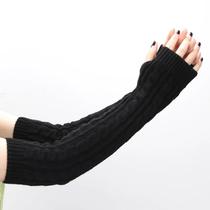 Luvas Femininas Pretas De Tricô Longas Sem Dedos, Aquecedor De Braço E Punho, Estilo Casual Punk
