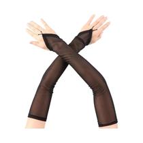 Luvas Femininas Pretas E Brancas De Malha Sem Dedos 50cm, Respiráveis, Elásticas, Com Gancho, Luvas Femininas Pretas E Brancas De Malha Sem Dedos 50cm, Respiráveis, Elásticas, Com Gancho,