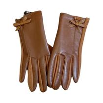 Luvas Femininas Quentes De Inverno Em Couro PU Compatíveis Com Tela Sensível Ao Toque E Laço Para Luvas Femininas Quentes De Inverno Em Couro PU Compatíveis Com Tela Sensível Ao Toque E Laço Para