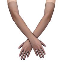 Luvas femininas SAVITA, elásticas, comprimento do cotovelo, 70 cm, nylon preto