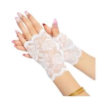 Luvas Femininas Sensuais De Renda Sem Dedos, Luvas De Malha Aquecidas Com Meio Dedo Em Rede