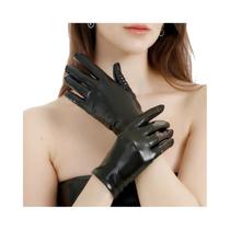 Luvas Femininas Sensuais Pretas De Couro Envernizado Com Dedos Completos Estilo Punk Para Dança, Luvas Femininas Sensuais Pretas De Couro Envernizado Com Dedos Completos Estilo Punk Para Dança,