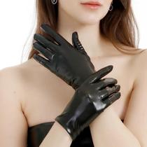 Luvas Femininas Sensuais Pretas De Couro Envernizado Com Dedos Completos Estilo Punk Para Dança, Luvas Femininas Sensuais Pretas De Couro Envernizado Com Dedos Completos Estilo Punk Para Dança,