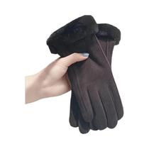 Luvas Femininas Touch Screen Quentes E À Prova De Vento Em Camurça E Caxemira Para Ciclismo E