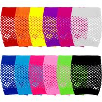 Luvas Fishnet TecUnite Fingerless Neon para mulheres (12 pares)