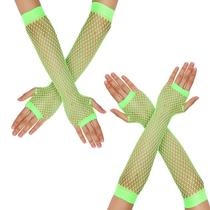Luvas Fishnet Yolev Fingerless Neon para mulheres dos anos 80 e 90