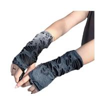 Luvas Góticas Unissex Sem Dedos Com Design Rasgado, Elásticas E Modernas Para Festas, Duráveis