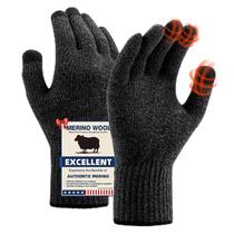 Luvas Heat Equation Merino Wool para homens e mulheres S/M, preto, cinza