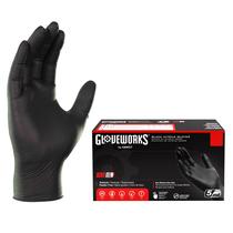 Luvas industriais de nitrilo descartáveis GLOVEWORKS Black 5 Mil