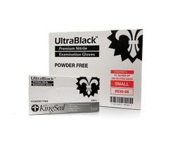 Luvas KingSeal UltraBlack Nitrile Exam em pó, 4 ml, pequenas