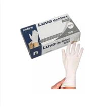 Luvas Latéx Descartáveis Nobre Cor Branco fosco cirúrgica proteção higiene Com Pó tamanho P c/100uni