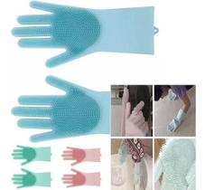 Luvas Lava Louça Silicone Macio Massagem Pet Frutas Lavagem