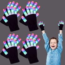 Luvas LED iGeekid para crianças de 5 a 15 anos com 4 pares e 6 modos
