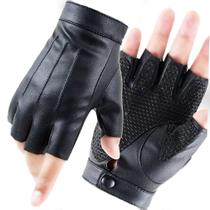 Luvas LJCZKA Fingerless Driving PU de couro para homens e mulheres