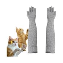 Luvas Longas Cinzas Anti-Riscos Para Cuidados Com Pets, Mangas De 40cm Para Corte De Unhas E Higiene Luvas Longas Cinzas Anti-Riscos Para Cuidados Com Pets, Mangas De 40cm Para Corte De Unhas E Higiene