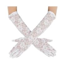 Luvas Longas De Renda Transparente Com Flores E Laço Para Mulheres, Respirável E Elástica, Cosplay