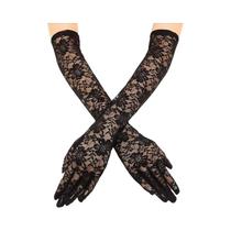 Luvas Longas De Renda Transparente Com Flores E Laço Para Mulheres, Respirável E Elástica, Cosplay Luvas Longas De Renda Transparente Com Flores E Laço Para Mulheres, Respirável E Elástica, Cosplay