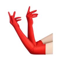 Luvas Longas De Spandex De Alta Elasticidade Para Mulheres, Nas Cores Preto, Branco E Vermelho, Para