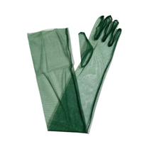 Luvas Longas De Tule Transparente Com Dedos Completos, Malha Elástica Até O Cotovelo, Acessório Para