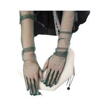 Luvas Longas De Tule Transparente Pretas E Brancas, Respiráveis, De Malha Elástica, Para Noivas,