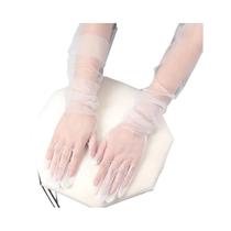 Luvas Longas De Tule Transparente Pretas E Brancas, Respiráveis, De Malha Elástica, Para Noivas,